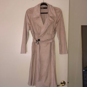 Faux suede trench coat